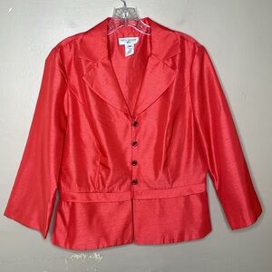 Vintage MISS DORBY Blazer Coral Peplum Single Breasted Dressy Size 12